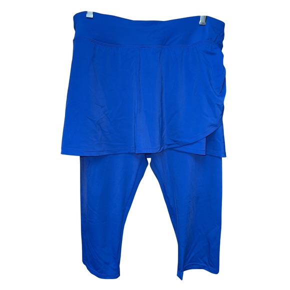 Women Blue 16 Skirted Swim CapriPants Coverage Summer Beach Vacation Resort Boho - Picture 3 of 7